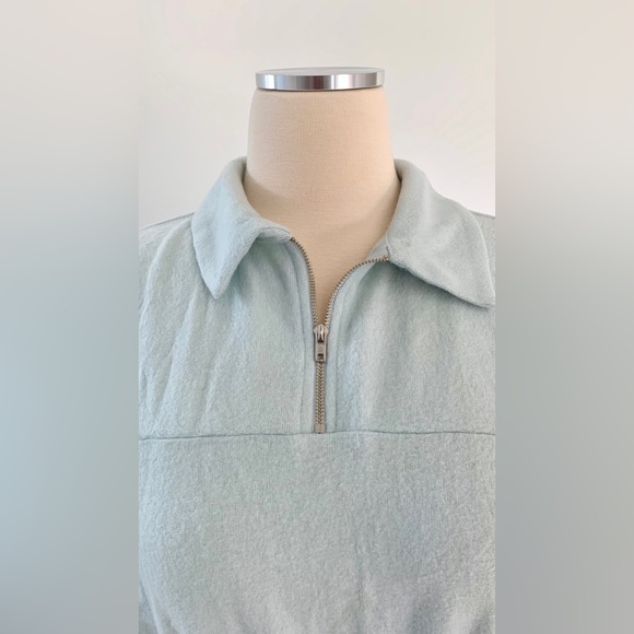 Sky Blue Quarter Zip Collared Fleece Pullover - Picture 3 of 10